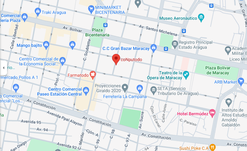 Mapa de Google con la ubicación de la tienda coNputodo.